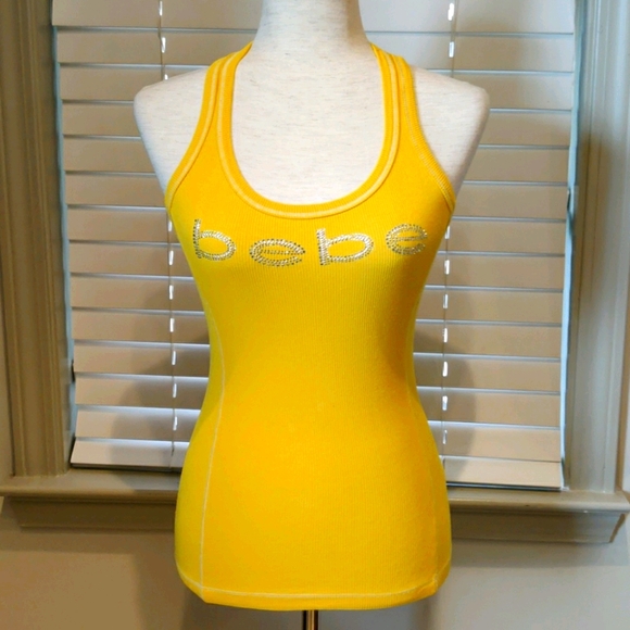 bebe Tops - bebe Swarovski Logo Racerback Tank Top